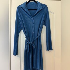 Pleated V-Neck Dress